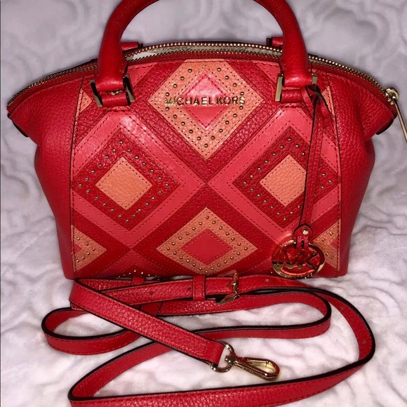 Michael Kors Handbags - Michael Kors Riley Satchel Leather Purse Bag Crossbody Red Purse Tote NEW